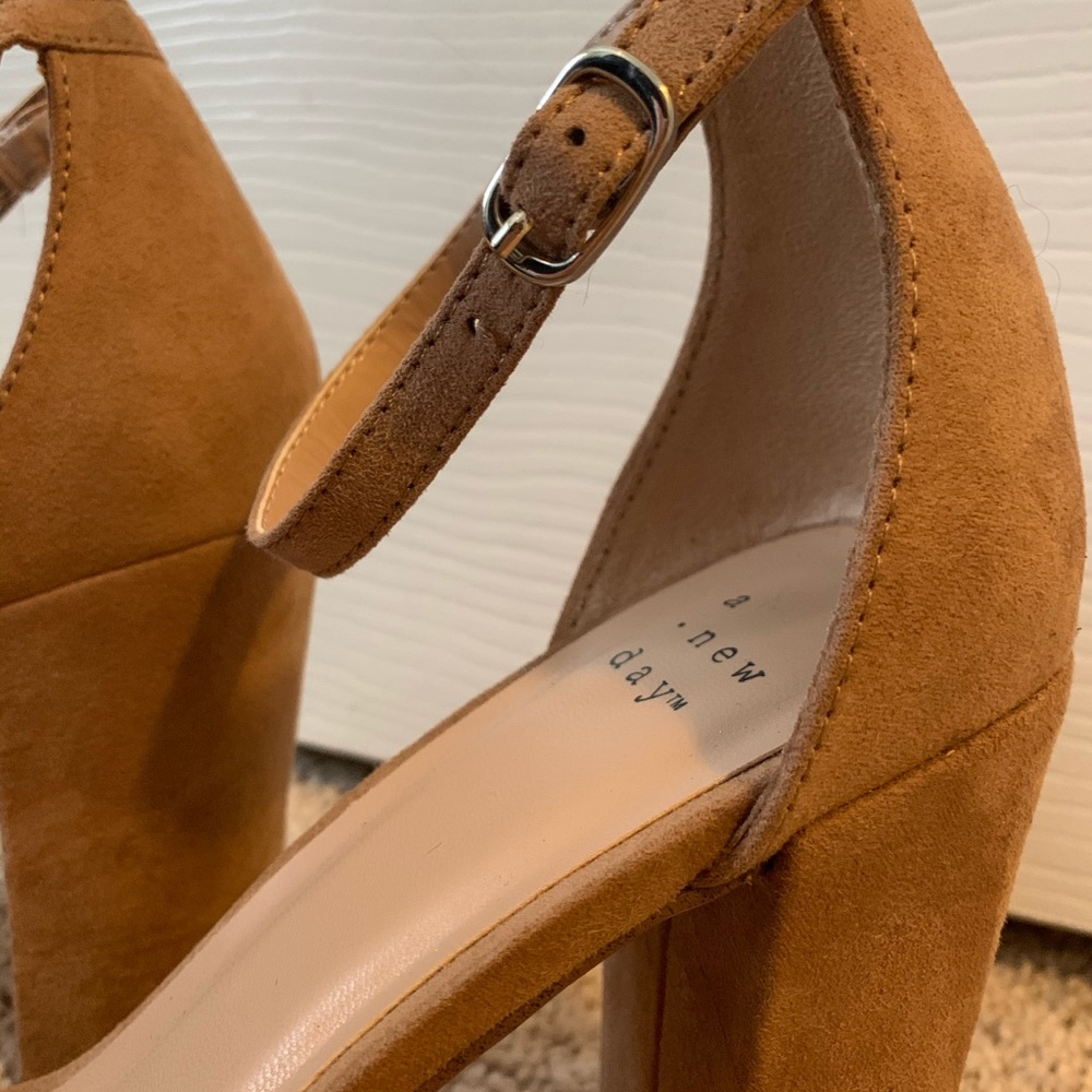 Brown Suede Strapped Heels - Size 8.5